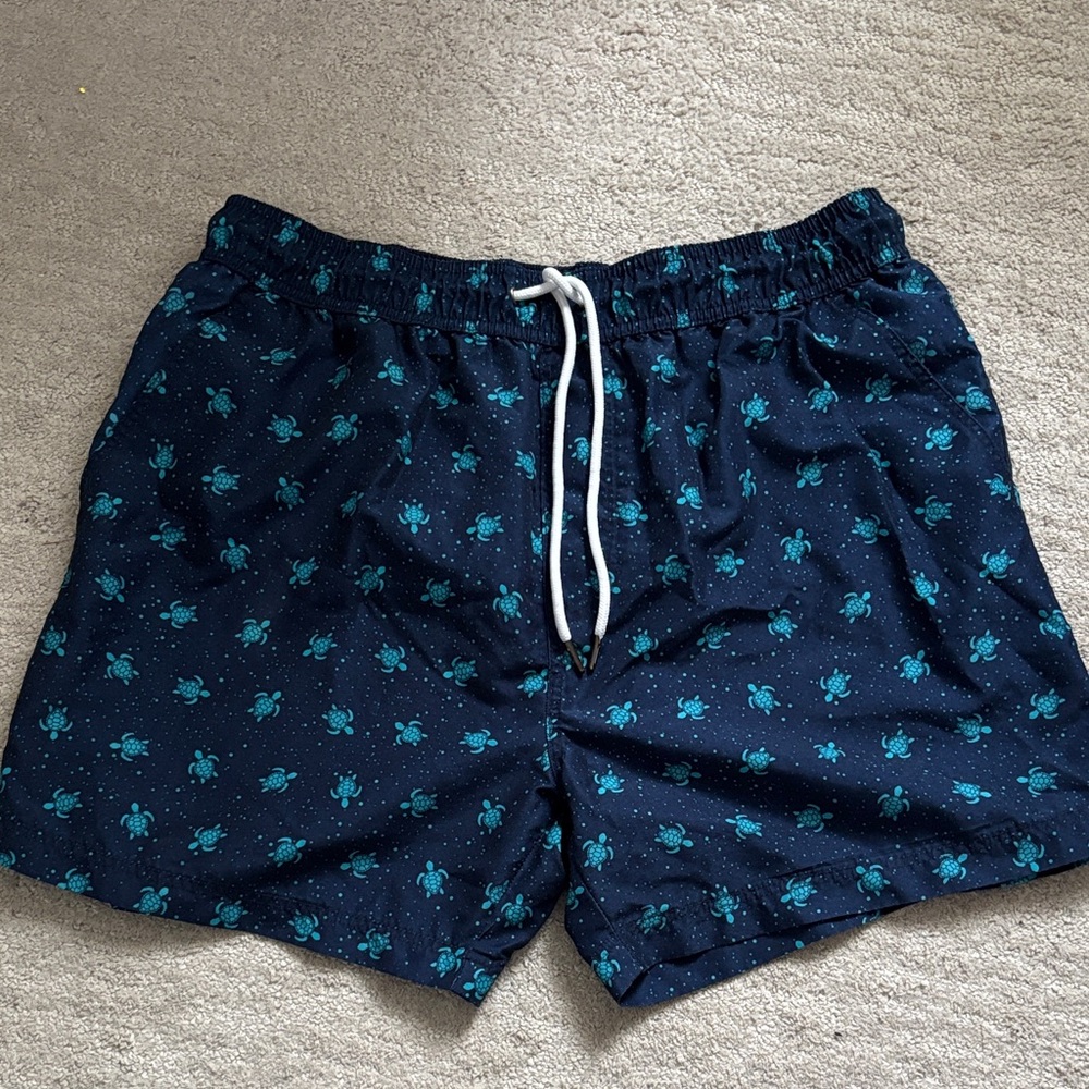 Men's Navy Turtle Print Swim Shorts